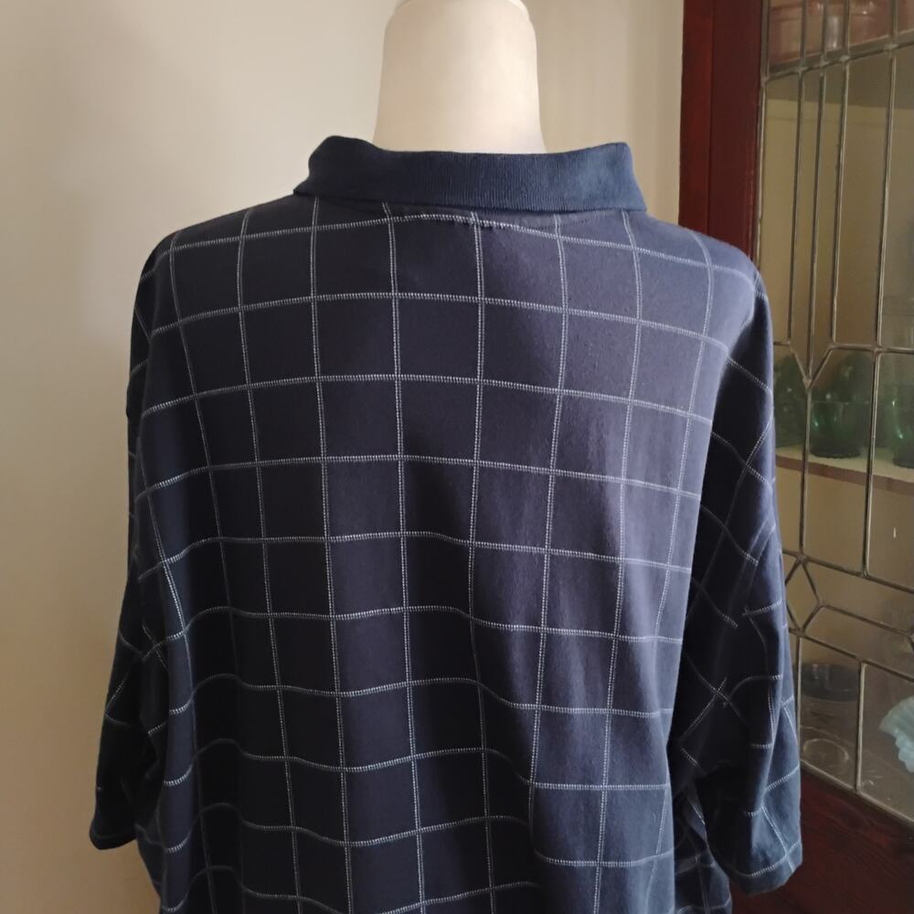 Vintage 90s Puritan Navy White Check Polo Shirt XL Short Cotton - Picture 9 of 17